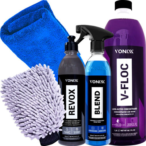 KIT LAVAR CARRO V-FLOC 1,5L BLEND SPRAY REVOX 500ML VONIXX